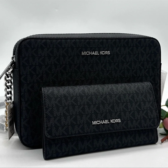 Michael Kors Large EW Crossbody Bag & Large Trifold Wallet Black | BUNDLE SET - Picture 1 of 13